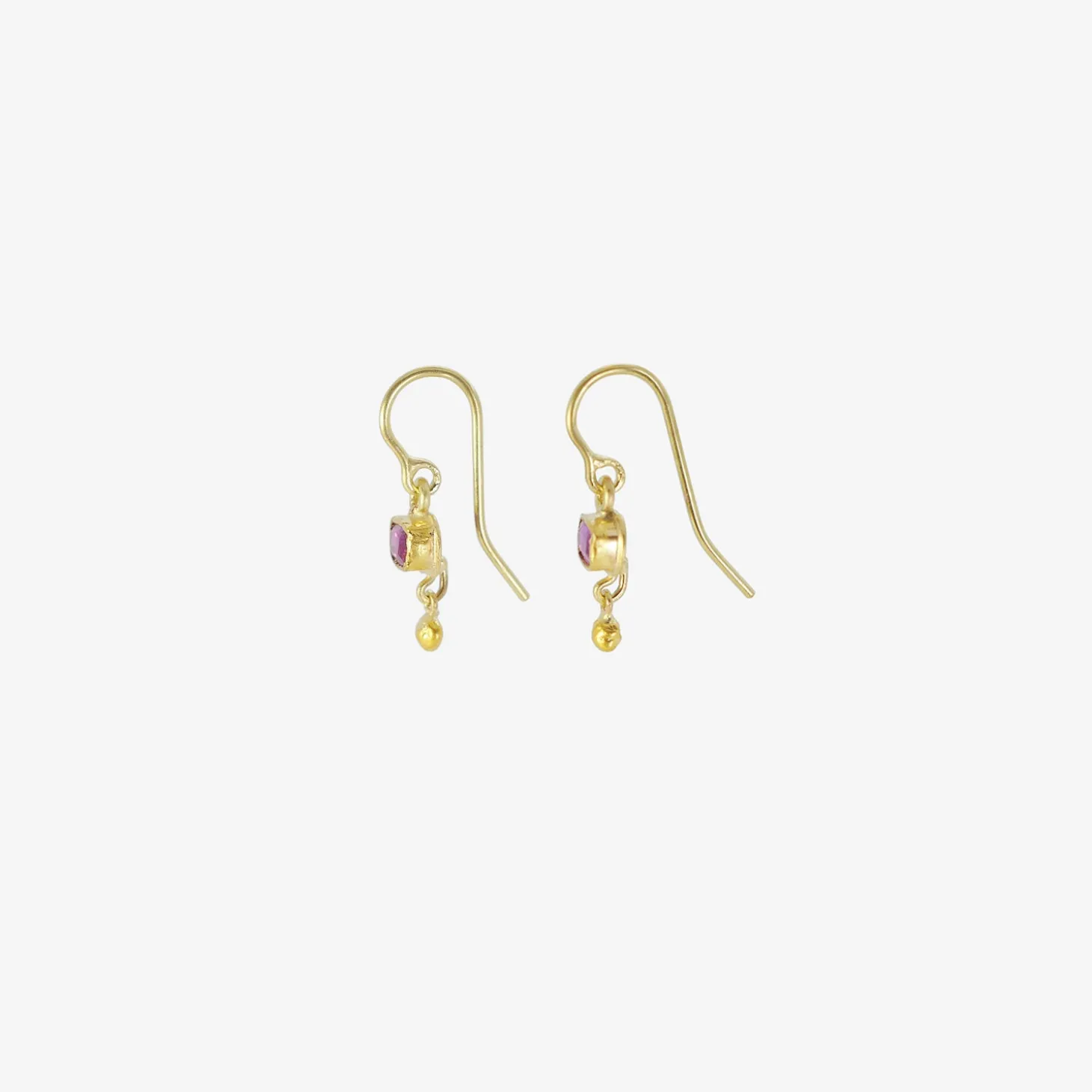 18k & cushion-cut ruby earrings with 22k drops