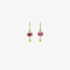 18k & cushion-cut ruby earrings with 22k drops