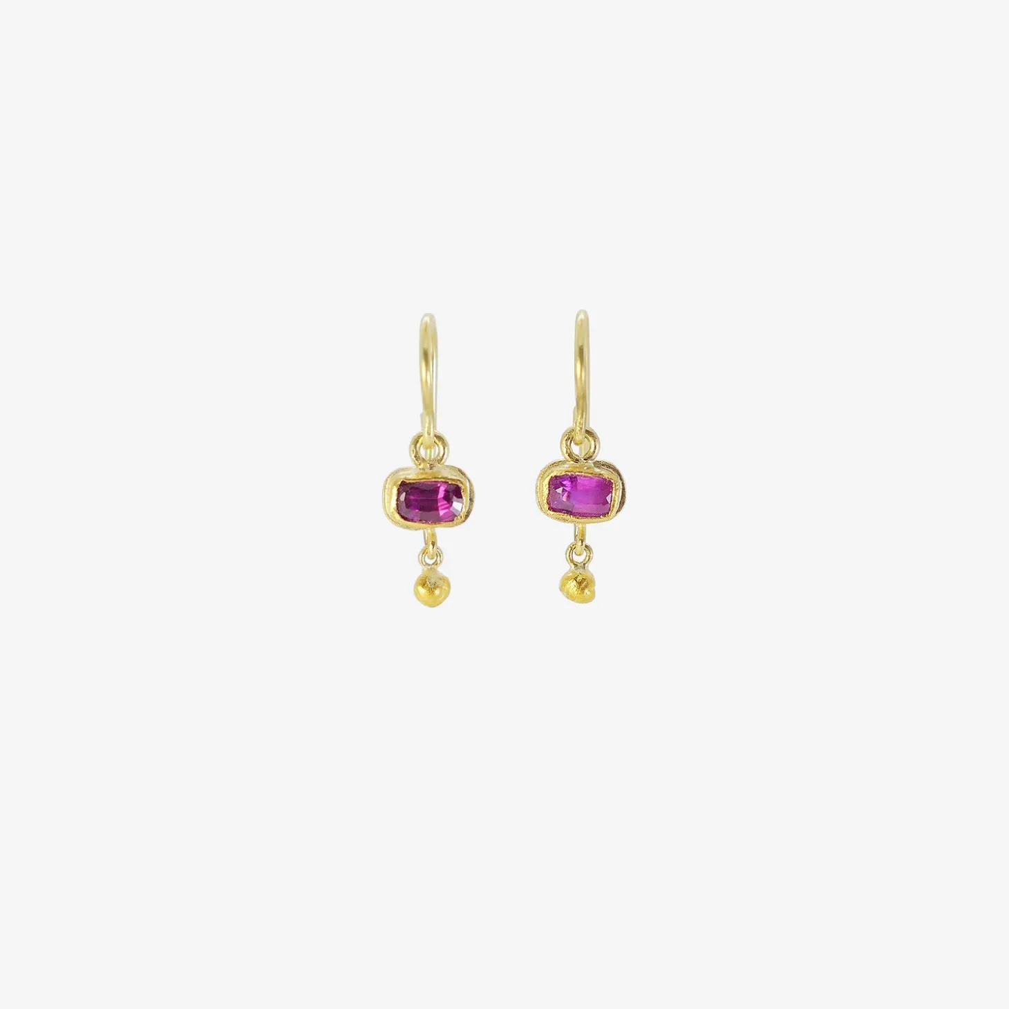 18k & cushion-cut ruby earrings with 22k drops