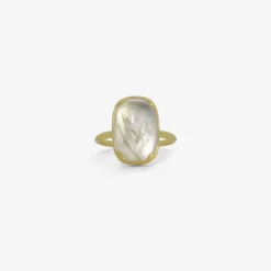 18k & cushion-shaped bamboo moonstone ring