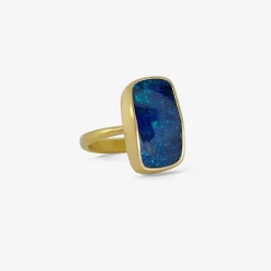 22k & cushion-shaped boulder opal ring, 10.32ct
