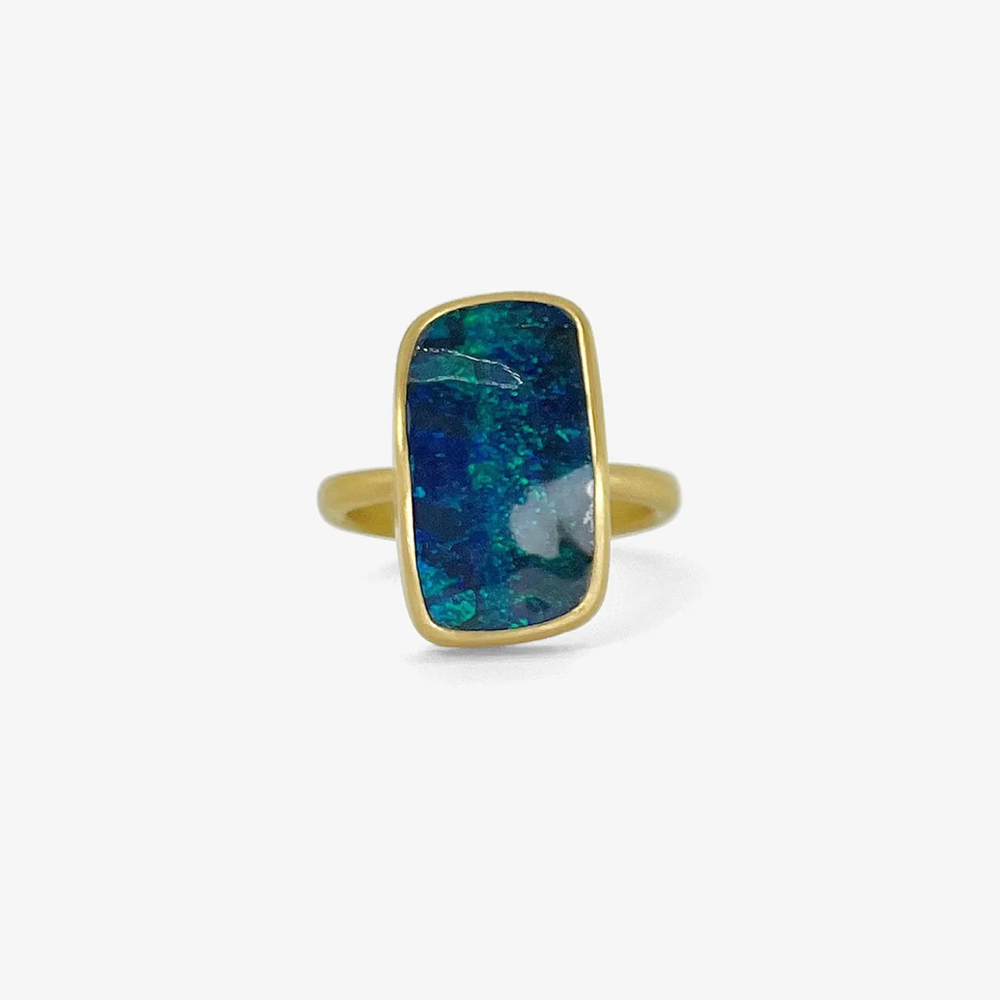 22k & cushion-shaped boulder opal ring, 10.32ct