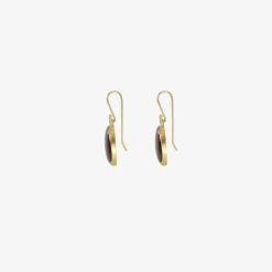 18k & cushion-shaped hessonite garnet over mother-of-pearl earrings