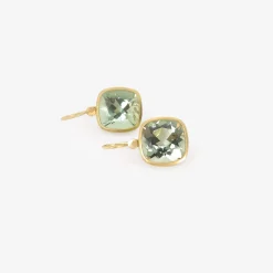 18k & cushion-shaped prasiolite earrings, 29.38ct