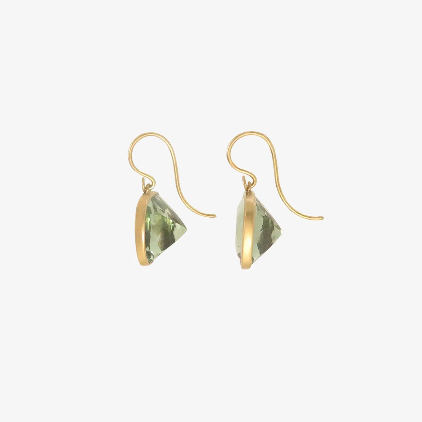 18k & cushion-shaped prasiolite earrings, 29.38ct