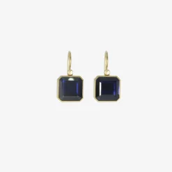 18k & deep indigo iolite cube drop earrings, 8.49ct