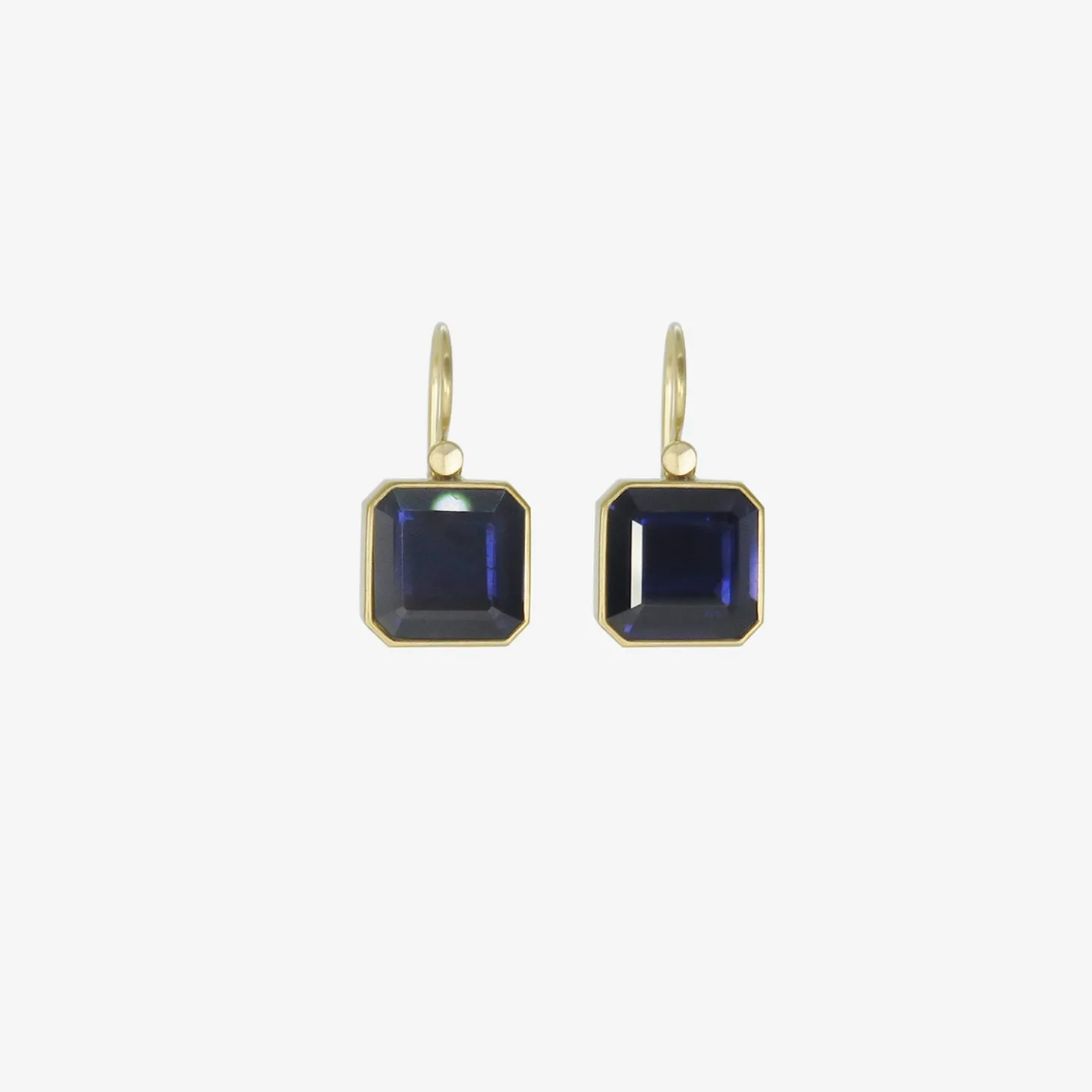 18k & deep indigo iolite cube drop earrings, 8.49ct
