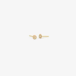 14k & diamond baby triangle skipping stone studs, .05ct