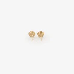 14k & diamond encased flower studs, .26ct