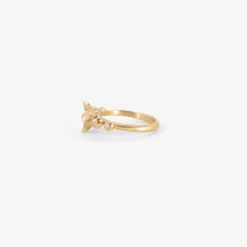 14k & diamond graduating blossom and open flower ring, .10ct