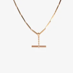14k & diamond pavé heavyweight fob chain with removable t-bar pendant