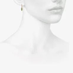 14k & diamond pavé huggie hoops with green tourmaline drops, 3.01ct
