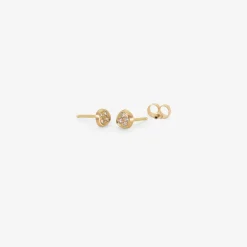 14k & diamond square skipping stone studs, .09ct