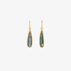 18k & elongated blue tourmaline drop earrings, 4.02ct