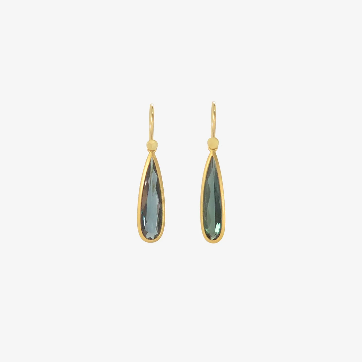 18k & elongated blue tourmaline drop earrings, 4.02ct