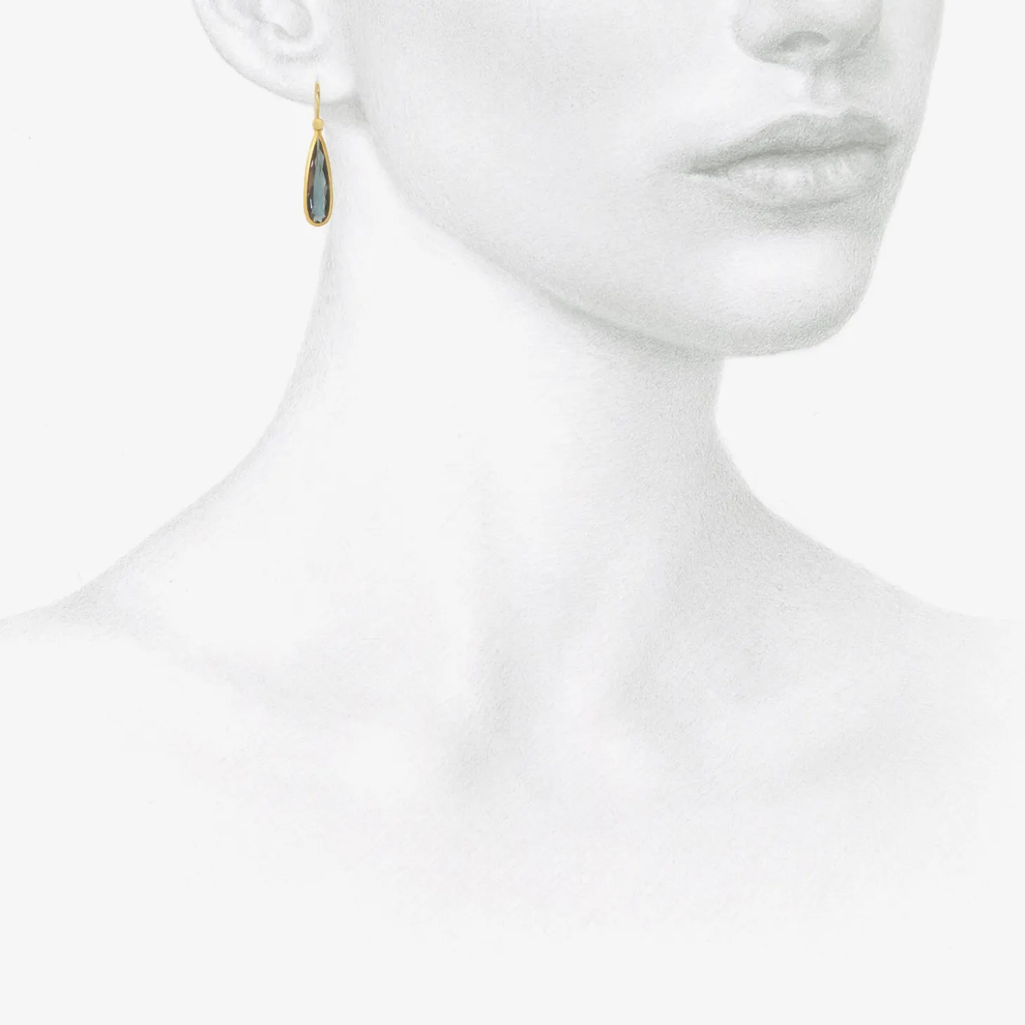 18k & elongated blue tourmaline drop earrings, 4.02ct