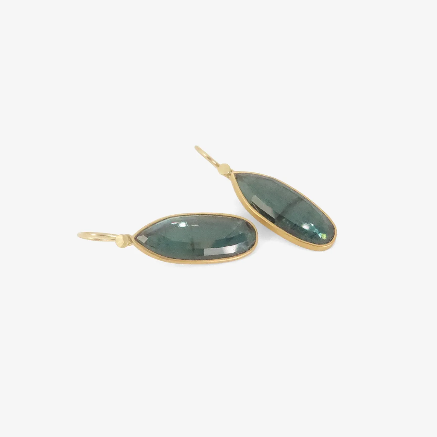 18k & elongated green tourmaline drop earrings, 13.05ct