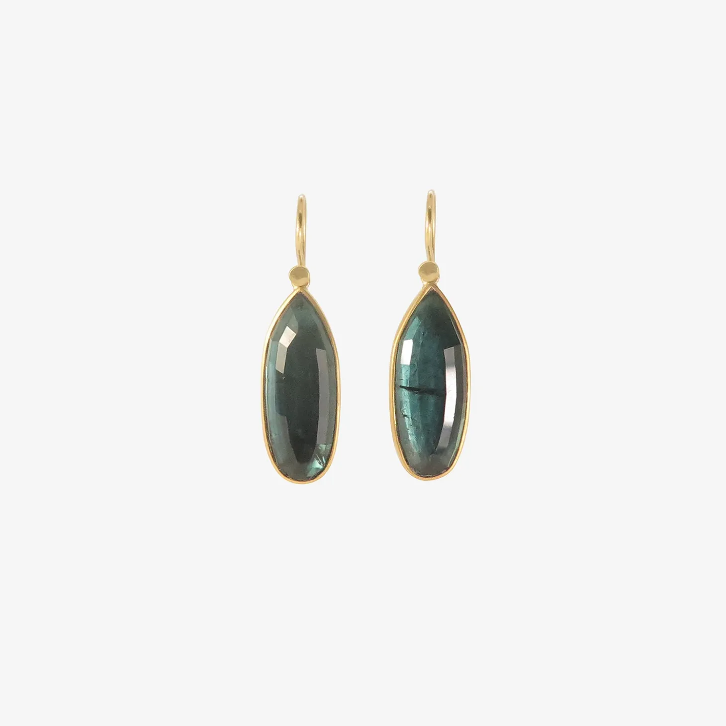 18k & elongated green tourmaline drop earrings, 13.05ct