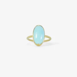 18k & elongated oval persian turquoise ring, 4.5ct