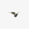 18k & elongated pear-shaped amethyst-over-hematite earrings