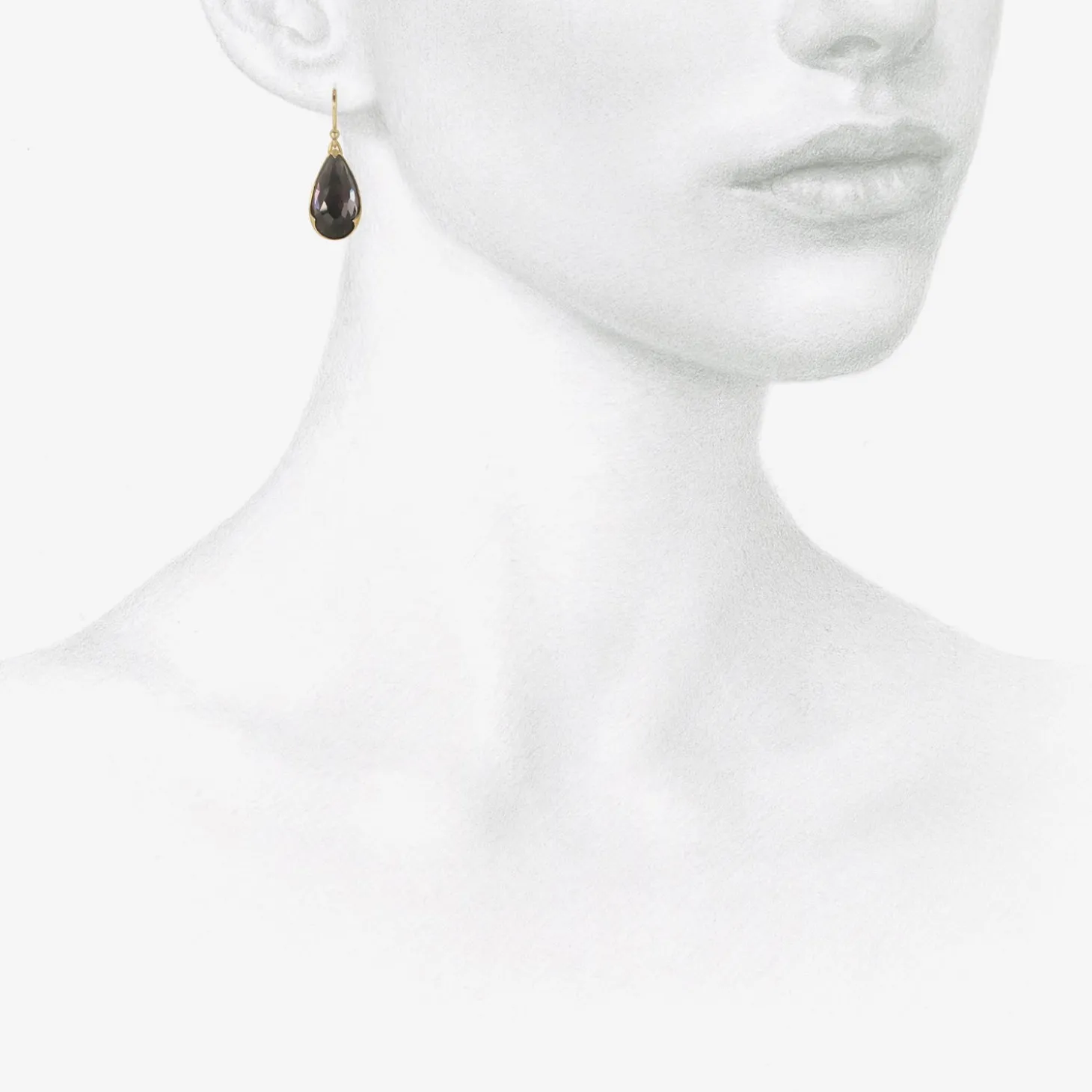 18k & elongated pear-shaped amethyst-over-hematite earrings