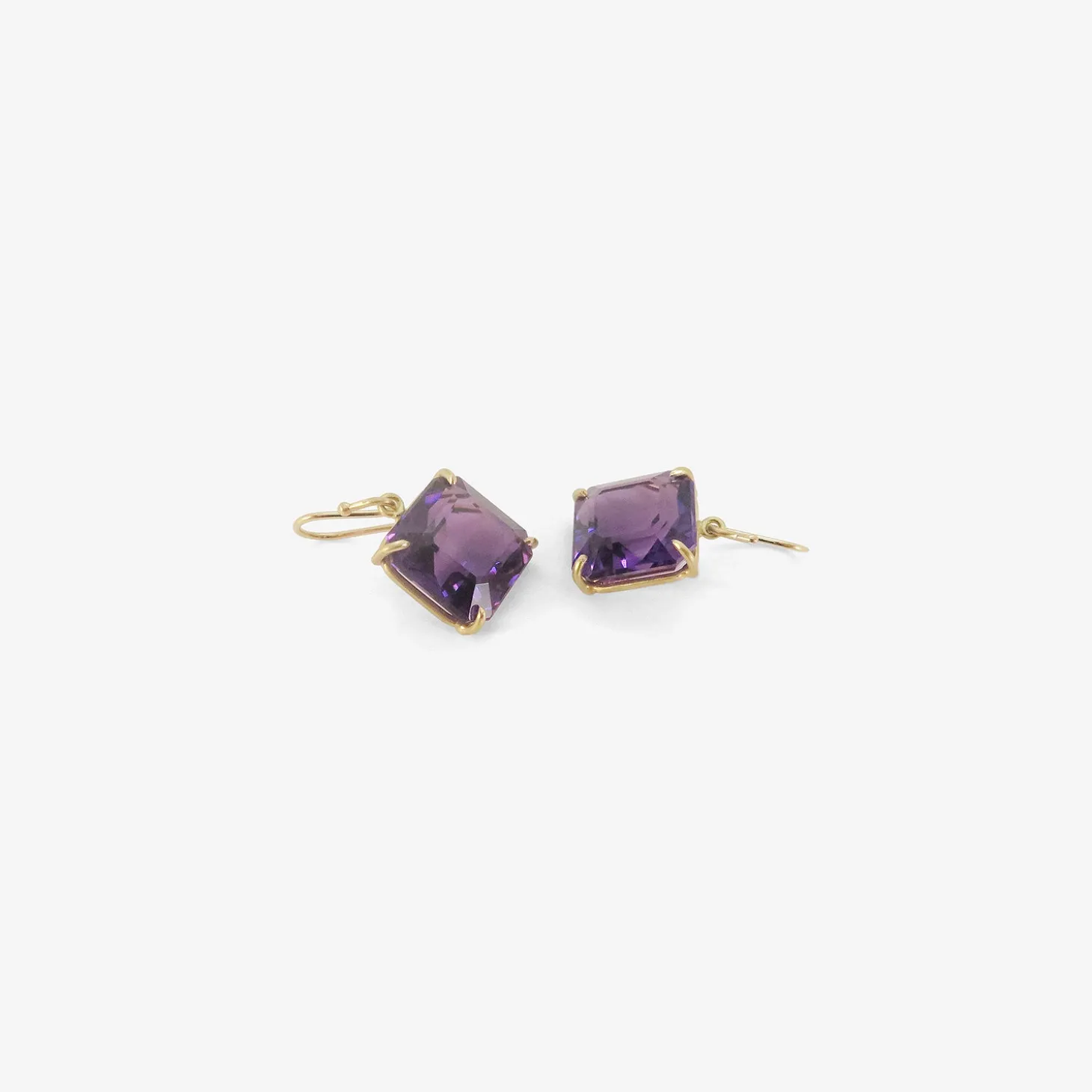 18k & emerald-cut amethyst cube earrings