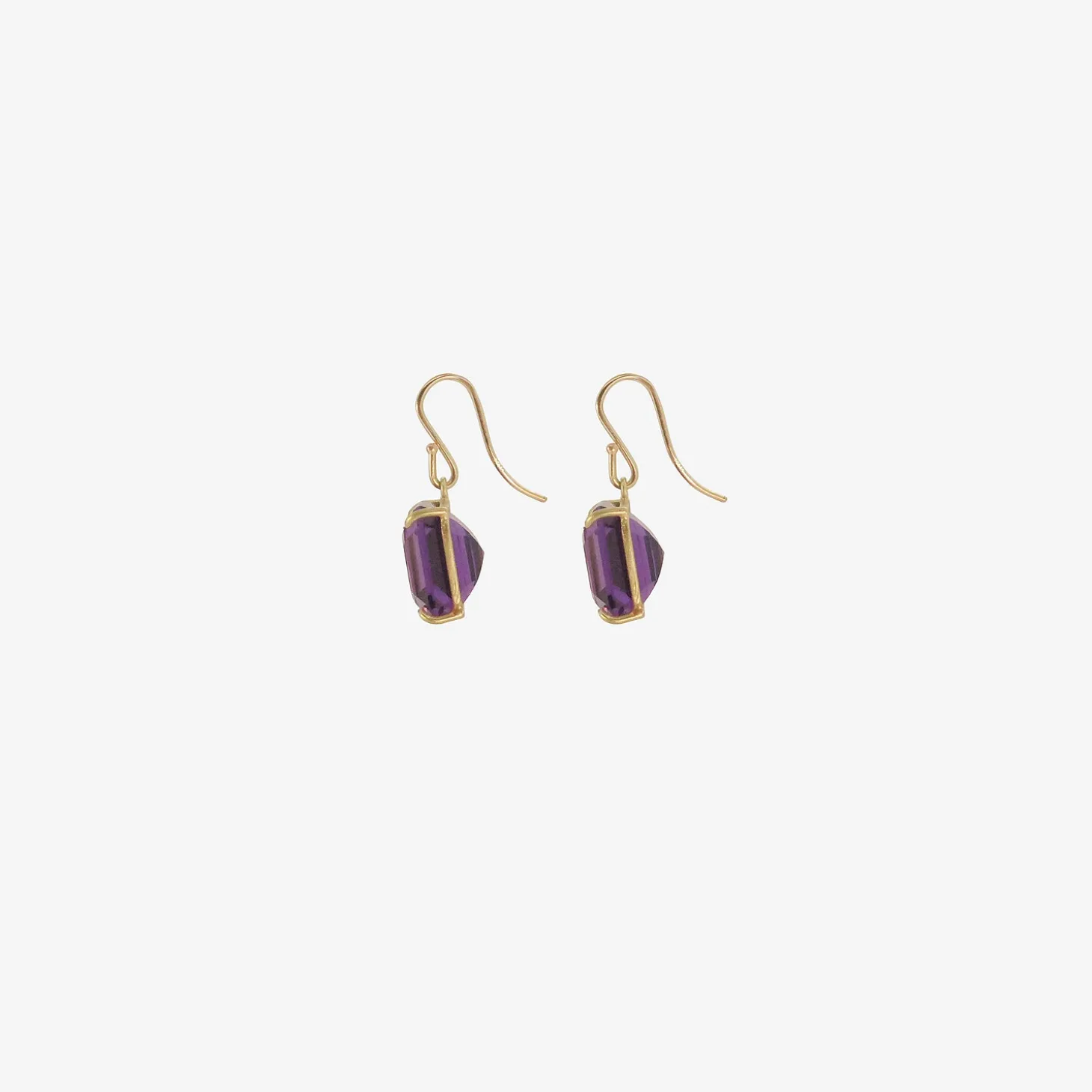 18k & emerald-cut amethyst cube earrings
