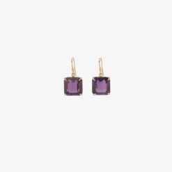 18k & emerald-cut amethyst cube earrings