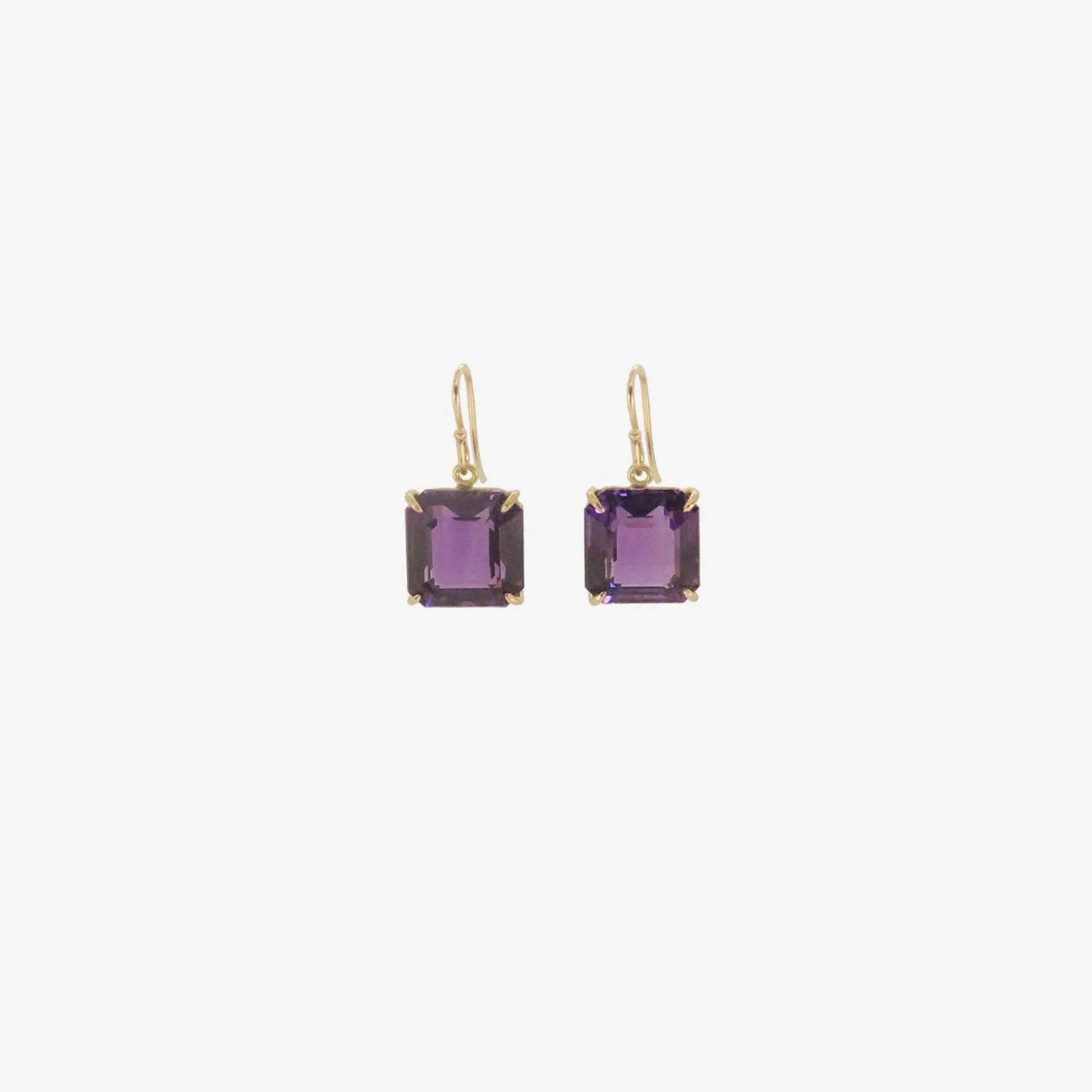18k & emerald-cut amethyst cube earrings