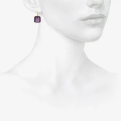 18k & emerald-cut amethyst cube earrings