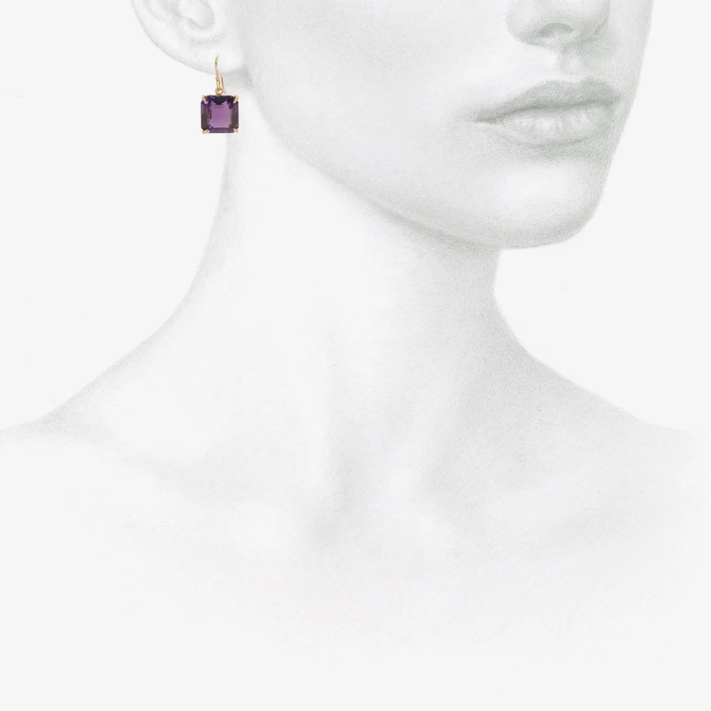18k & emerald-cut amethyst cube earrings