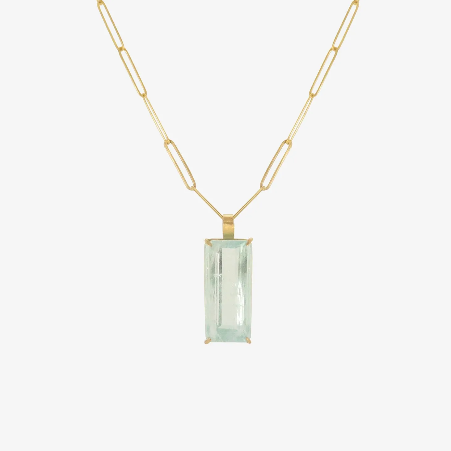 22k & emerald-cut blue beryl pendant