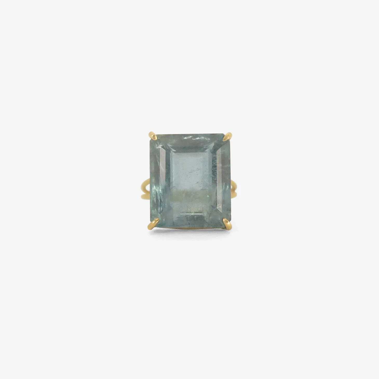 18k & emerald-cut deep blue aquamarine ring