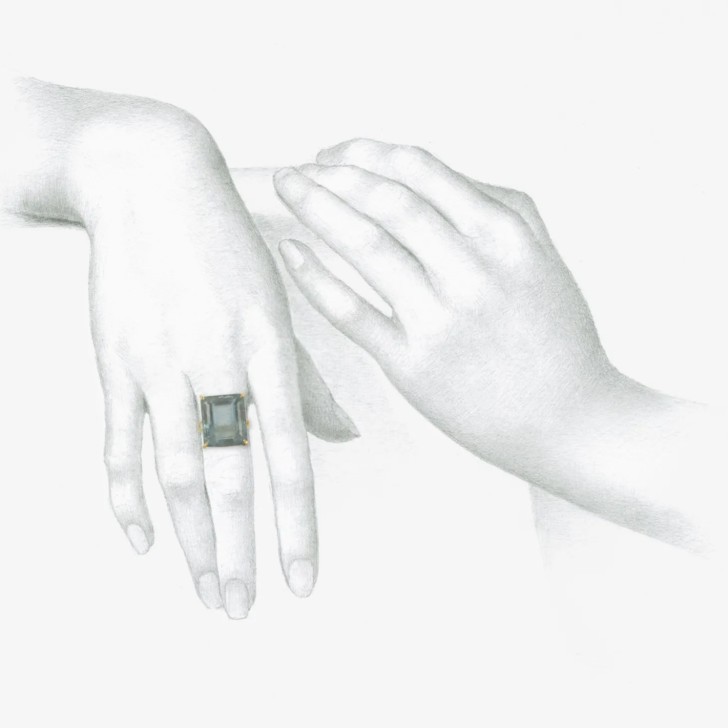 18k & emerald-cut deep blue aquamarine ring