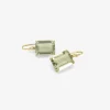 18k & emerald-cut green amethyst drop earrings