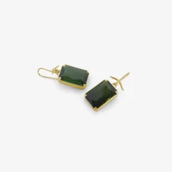18k & emerald-cut green tourmaline earrings