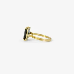 18k & emerald-cut green tourmaline east/west ring
