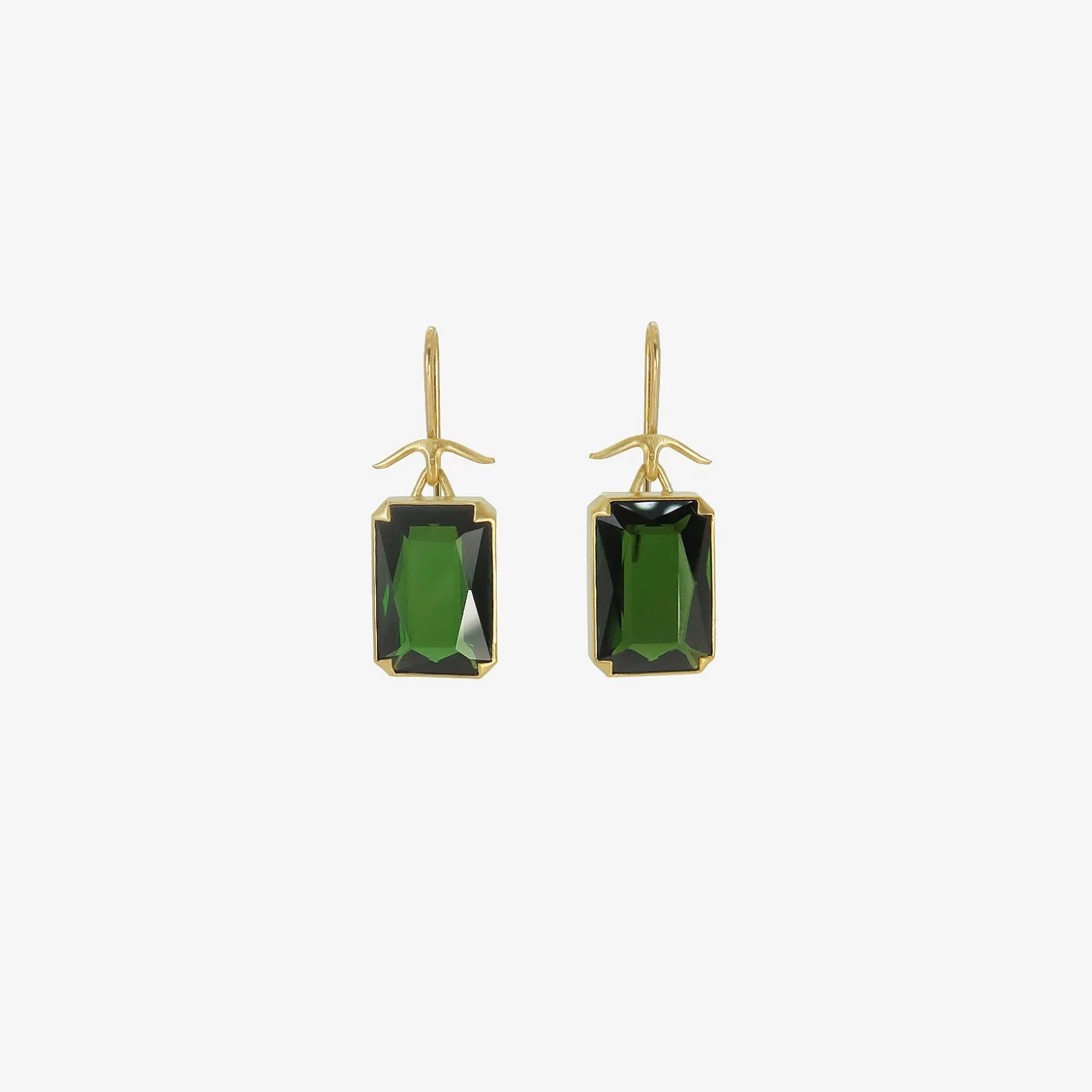 18k & emerald-cut green tourmaline earrings
