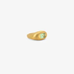 18k & emerald-cut mint emerald signet ring, .90ct