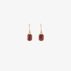 18k & emerald-cut pigeon blood ruby earrings, 3.9ct