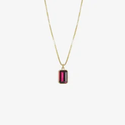 18k & emerald-cut rubellite tourmaline pendant, 5.65ct