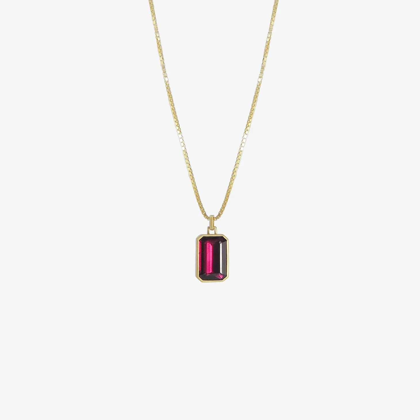 18k & emerald-cut rubellite tourmaline pendant, 5.65ct