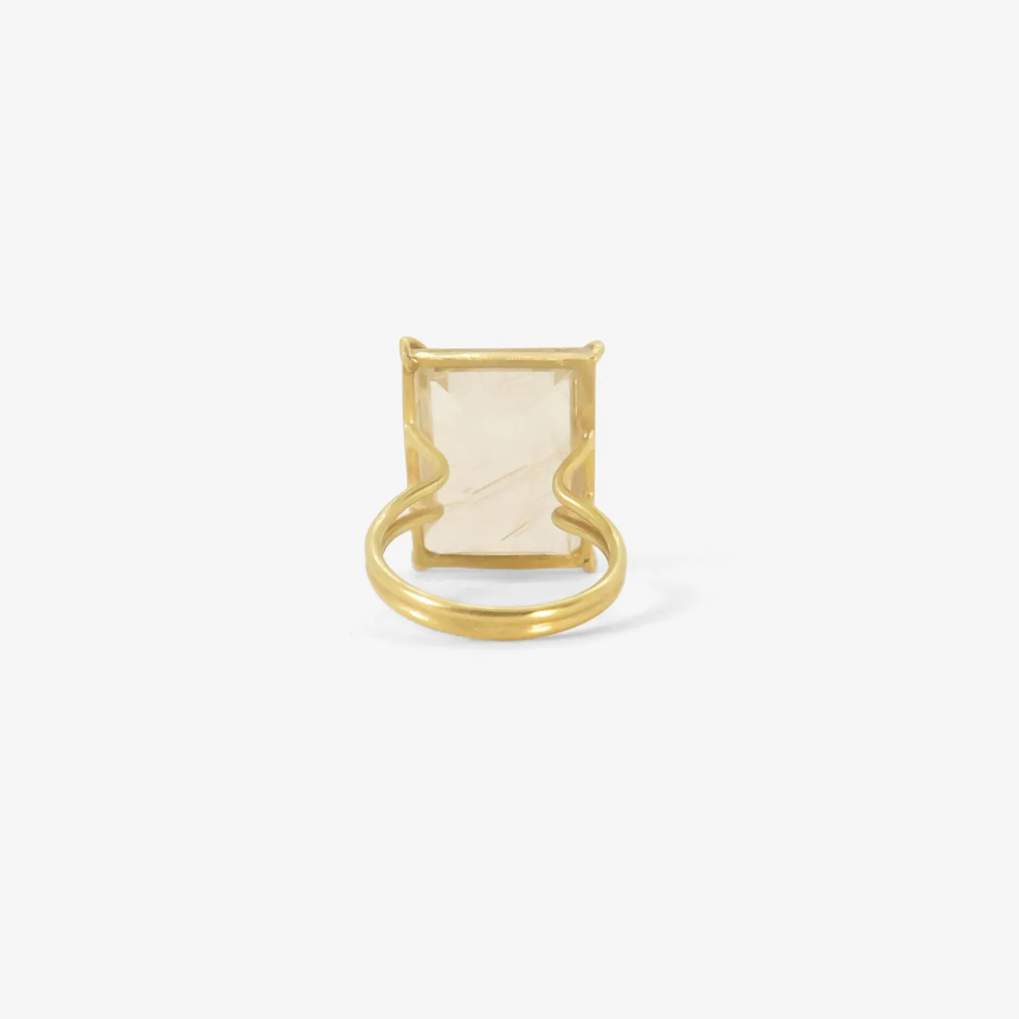 18k & emerald-cut rutilated quartz ring