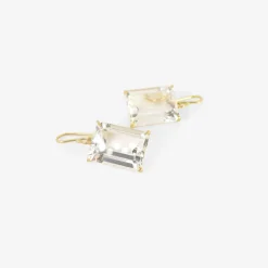 18k & emerald-cut white topaz earrings