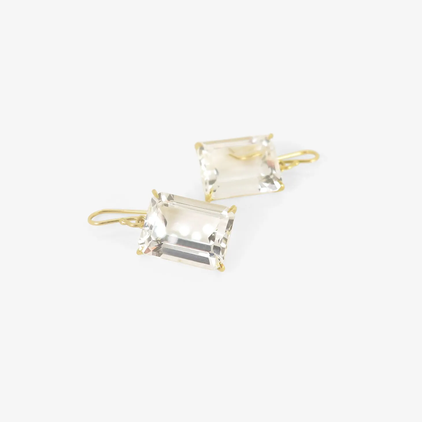 18k & emerald-cut white topaz earrings