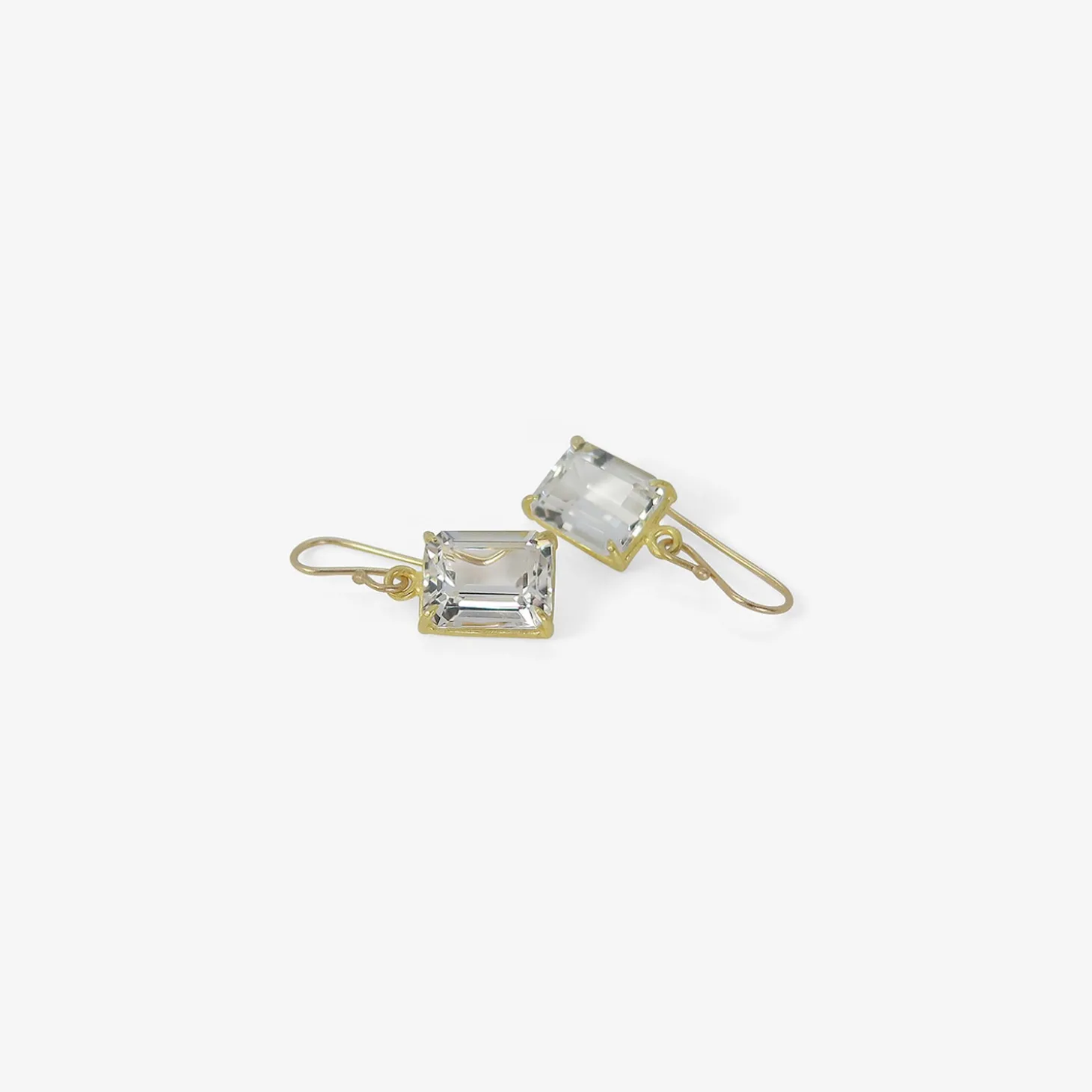 18k & emerald-cut white topaz small drop earrings