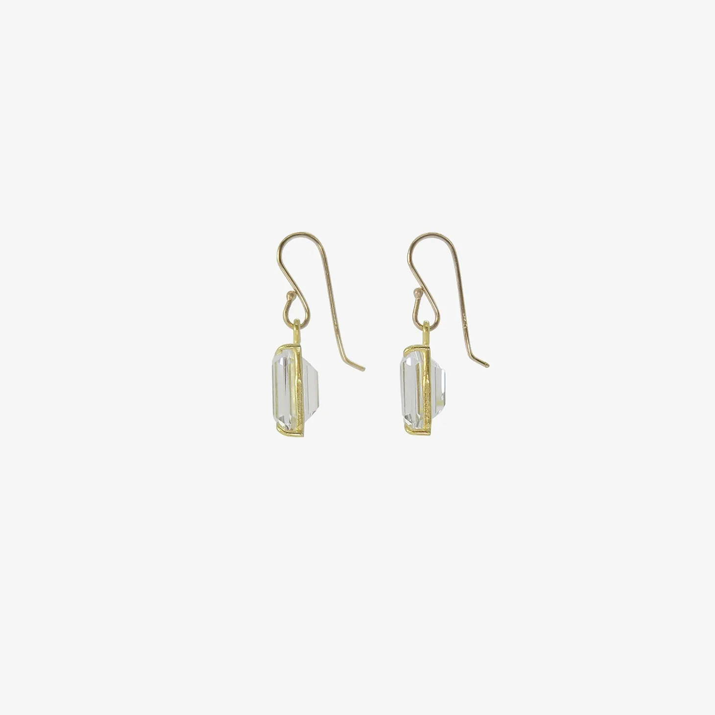 18k & emerald-cut white topaz small drop earrings