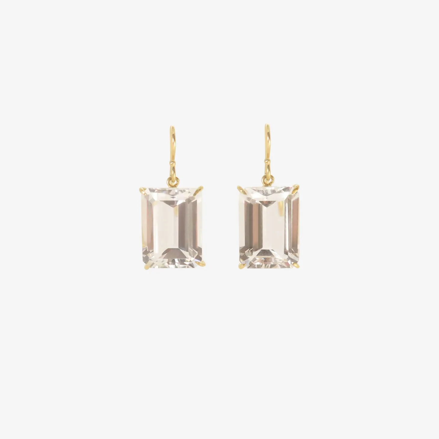 18k & emerald-cut white topaz earrings