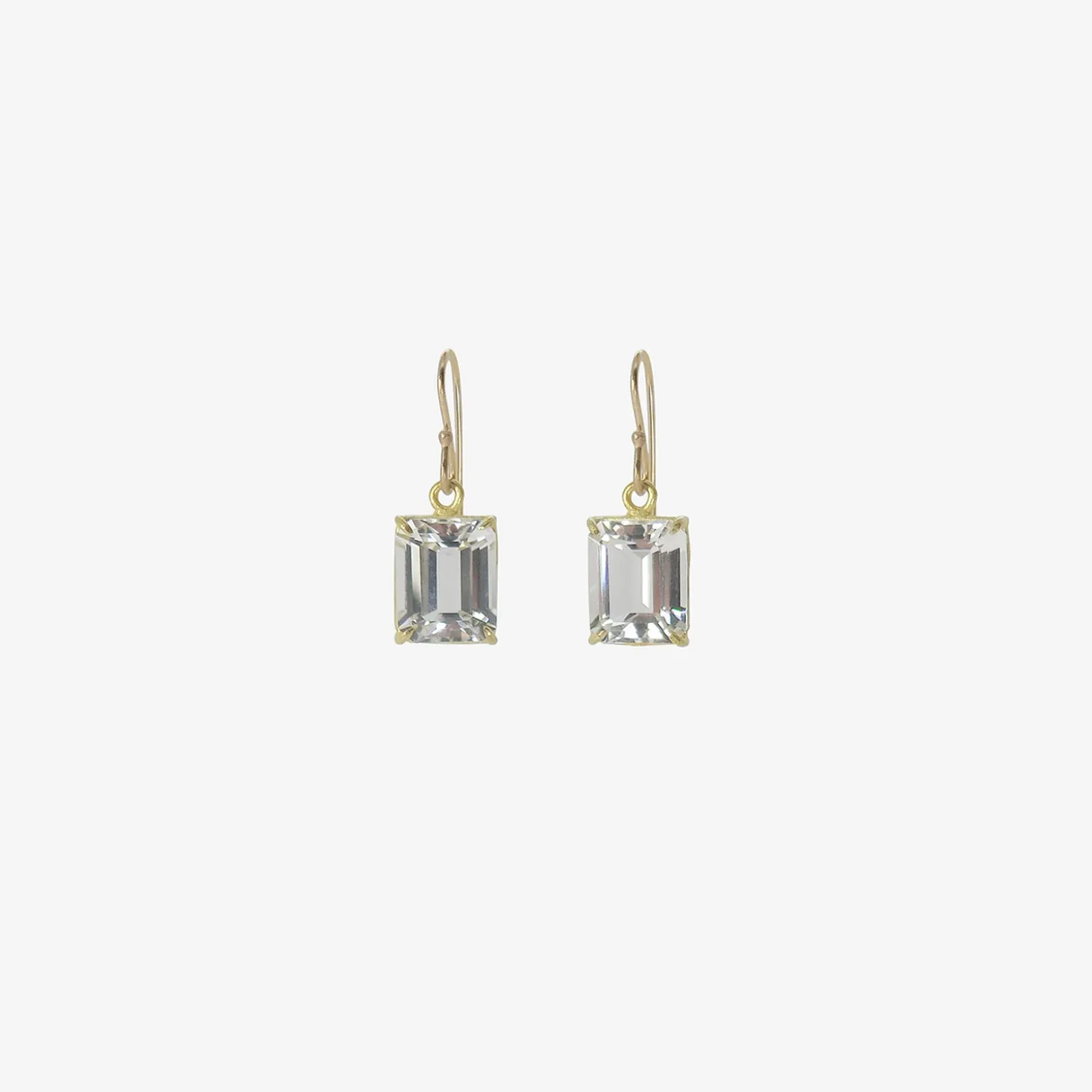 18k & emerald-cut white topaz small drop earrings
