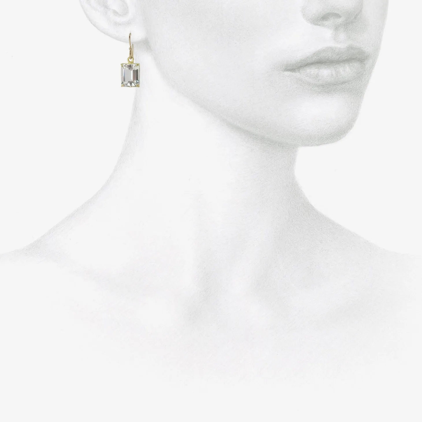 18k & emerald-cut white topaz small drop earrings